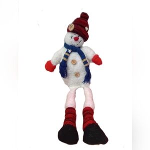 Festive Snowman Plush Toy with Red and Black Accents